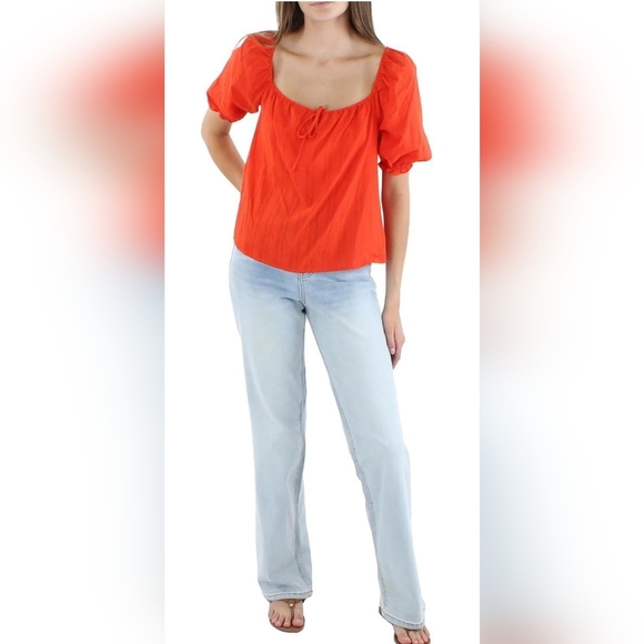 Sanctuary Women's Remember Me Gingham Puff Sleeve Top Red XXS - Picture 3 of 9